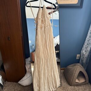 Marineblu Cream Halter Maxi Dress